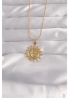 316L Çelik Gold Renk Güneş Figür Vintage Kolye