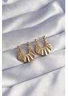 316L Çelik Gold Renk Kabartmalı Görünüm Küpe