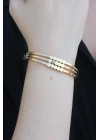 316L Çelik Gold Renk Kaburga Model Kelepçe Kadın Bileklik