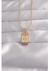 316L Çelik Gold Renk Karışık Mineli Ay Figür Tarot Kolye