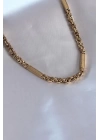 316L Çelik Gold renk Kral Zincir Renk İşleme Detay Erkek Kolye