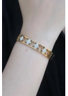 316L Çelik Gold Renk Motif Model Zirkon Taşlı Kadın Kelepçe