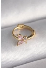 316L Çelik Gold Renk Pembe Zirkon Taşlı Kelebek Model Tragus Piercing