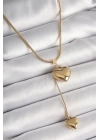 316L Çelik Gold Renk Tüp Zincir Model 3D Sallantı Kalp Model Kadın Kolye