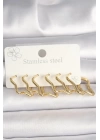 316L Çelik Gold Renk Yıldız Model Kadın Küpe Seti