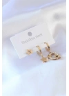 316L Çelik Gold Renk Yıldız Model Zirkon Taşlı Kadın Küpe