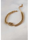 316L Çelik Gold Renk Zincir Model Kadın Bileklik