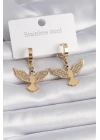 316L Çelik Gold Renk Zirkon Taşlı Anka Kuşu Model Kadın Küpe