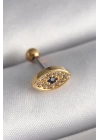 316L Çelik Gold Renk Zirkon Taşlı Göz Tragus Piercing