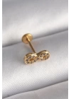 316L Çelik Gold Renk Zirkon Taşlı Sonsuzluk Model Tragus Piercing