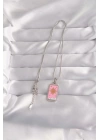 316L Çelik Gümüş Renk Pembe Mineli Güneş Model Tarot Kolye