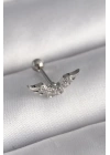 316L Çelik Gümüş Renk Zirkon Taş Detay Kanat Model Tragus Piercing