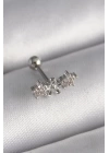 316L Çelik Gümüş Renk Zirkon Taşlı Çiçek Tragus Piercing