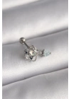 316L Çelik Gümüş Renk Zirkon Taşlı Sallantı Kalp Detay Tragus Piercing