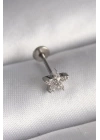 316L Çelik Gümüş Renk Zirkon Taşlı Yıldız Model Tragus Piercing