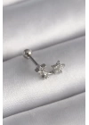 316L Çelik Gümüş Renk Zirkon Taşlı Yıldız Tragus Piercing