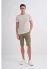 4011 Örgü Desenli Bisiklet Yaka Regular Fit Erkek T-Shirt Beyaz