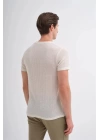 4011 Örgü Desenli Bisiklet Yaka Regular Fit Erkek T-Shirt Beyaz