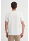 4051 Bisiklet Yaka Desenli Erkek T-Shirt BEYAZ