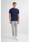 4051 Bisiklet Yaka Desenli Erkek T-Shirt LACİVERT