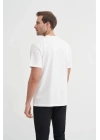 4091 Yazı Baskılı Bisiklet Yaka Erkek T-Shirt Beyaz
