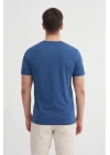 4165 Bisiklet Yaka Baskılı Erkek T-Shirt İNDİGO
