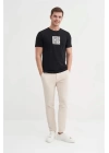 4165 Bisiklet Yaka Baskılı Erkek T-Shirt SİYAH