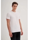 4202 Likralı Basıc Bisiklet Yaka Erkek T-Shirt Beyaz