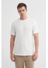 4203 Viskon Kumaş Bisiklet Yaka Regular Fit Erkek T-Shirt BEYAZ