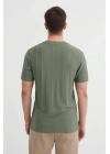 4203 Viskon Kumaş Bisiklet Yaka Regular Fit Erkek T-Shirt HAKİ