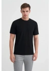 4203 Viskon Kumaş Bisiklet Yaka Regular Fit Erkek T-Shirt SİYAH