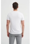 4623 Bisiklet Yaka Basıc Erkek T-Shirt Beyaz