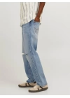 Boru Paça Yırtmaçlı %100 Pamuk Erkek Denim