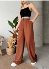 Flamlı kahve pantolon