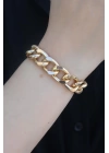 Gold Renk Kalın Zincir Model Kadın Bileklik