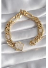 Gold Renk Zirkon Taşlı Zincir VIP Exclusive Seri Gurmet Model Kadın