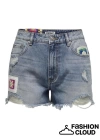 İşlemeli Denim Kadın Şort