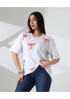 Kurdele Baskılı Kadın T-Shirt