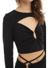 Pencere Detaylı Siyah Bluz 23K23106 Siyah