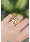 Pirinç Gold Renk Ayarlanabilir Tırtıklı Bombe Yüzük