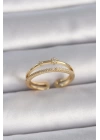 Pirinç Gold Renk Ayarlanabilir Zirkon Taşlı Kadın Yüzük