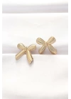 Pirinç Gold Renk Fiyonk Küpe