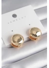 Pirinç Gold Renk İşleme Detay Top Model Kadın Küpe