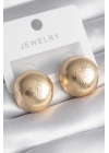 Pirinç Gold Renk İşleme Detay Top Model Kadın Küpe