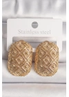 Pirinç Gold Renk Motif İşlemeli Kadın Küpe