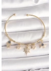 Pirinç Gold Renk Sallantı Zirkon Taşlı Kutup Yıldız Model Charm Model Kadın Bileklik