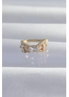 Pirinç Gold Renk Zirkon Taş Kaplama Earcuff Küpe