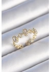 Pirinç Gold Renk Zirkon Taşlı Yuvarlak Zincir Model Kadın Yüzük