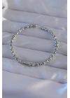 Pirinç Gümüş Renk Oval Detaylı Bileklik