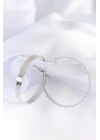 Pirinç Gümüş Renk Tırtıklı Halka Küpe